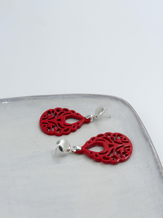 Horn Ohrring Vein Red