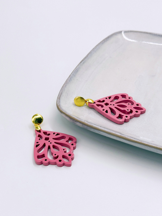 Horn Ohrring Butterfly Pink