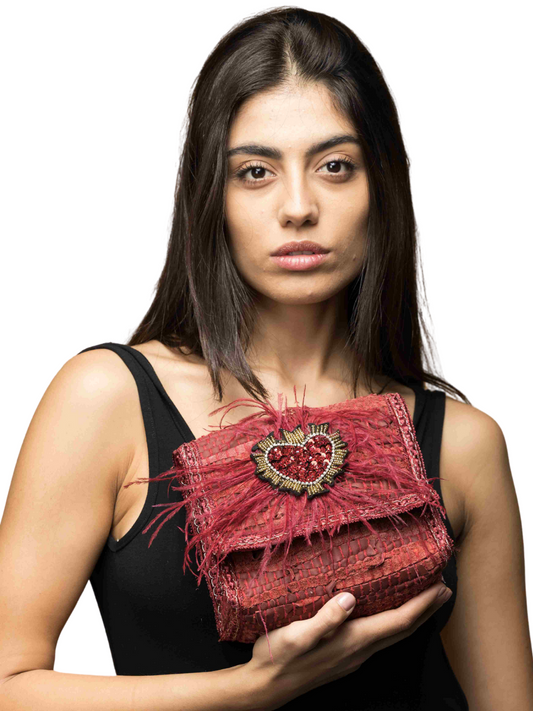 Handtasche Sorena Feather Kilim Red