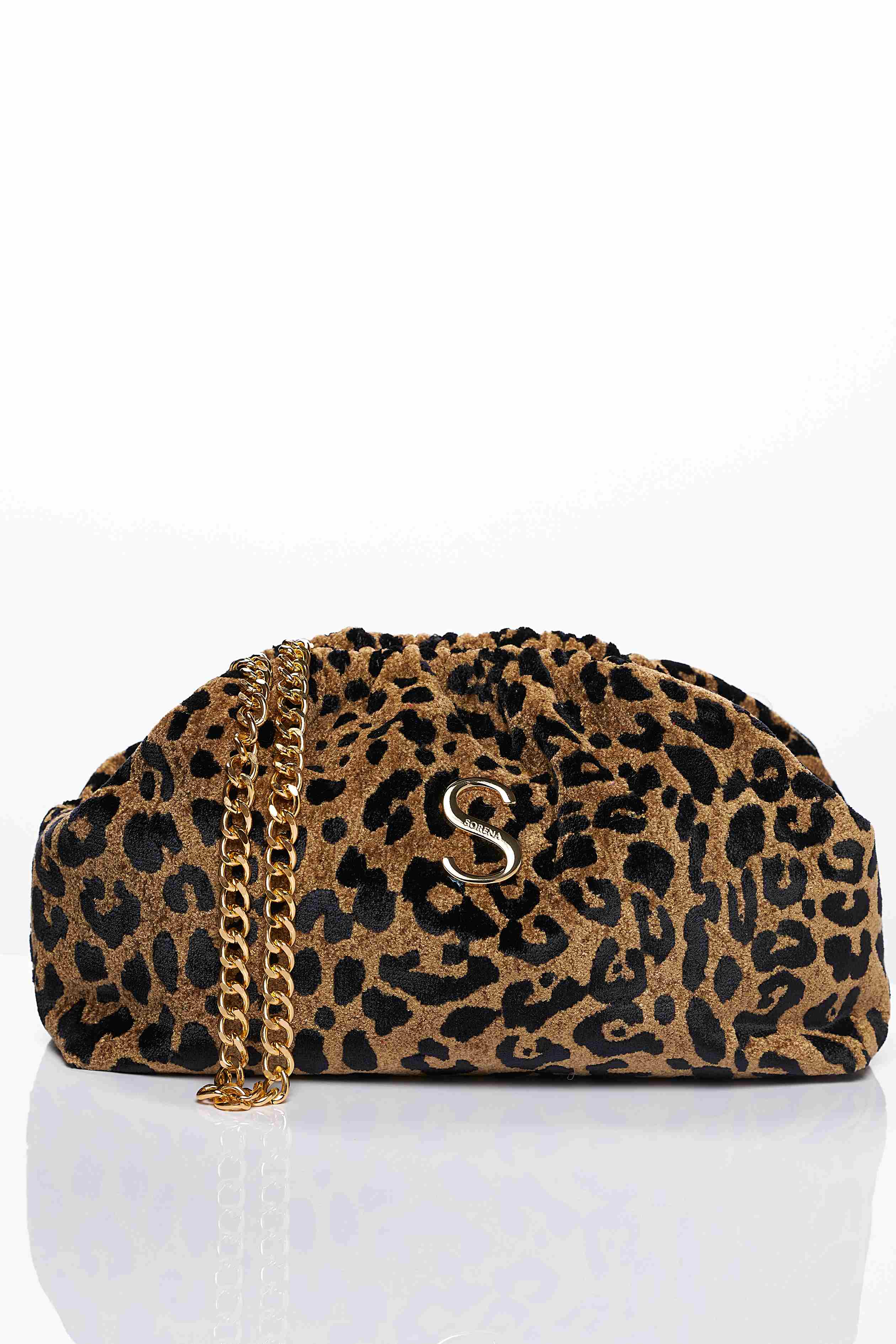 Bucket Tasche Sorena Leopard Velvet Brown