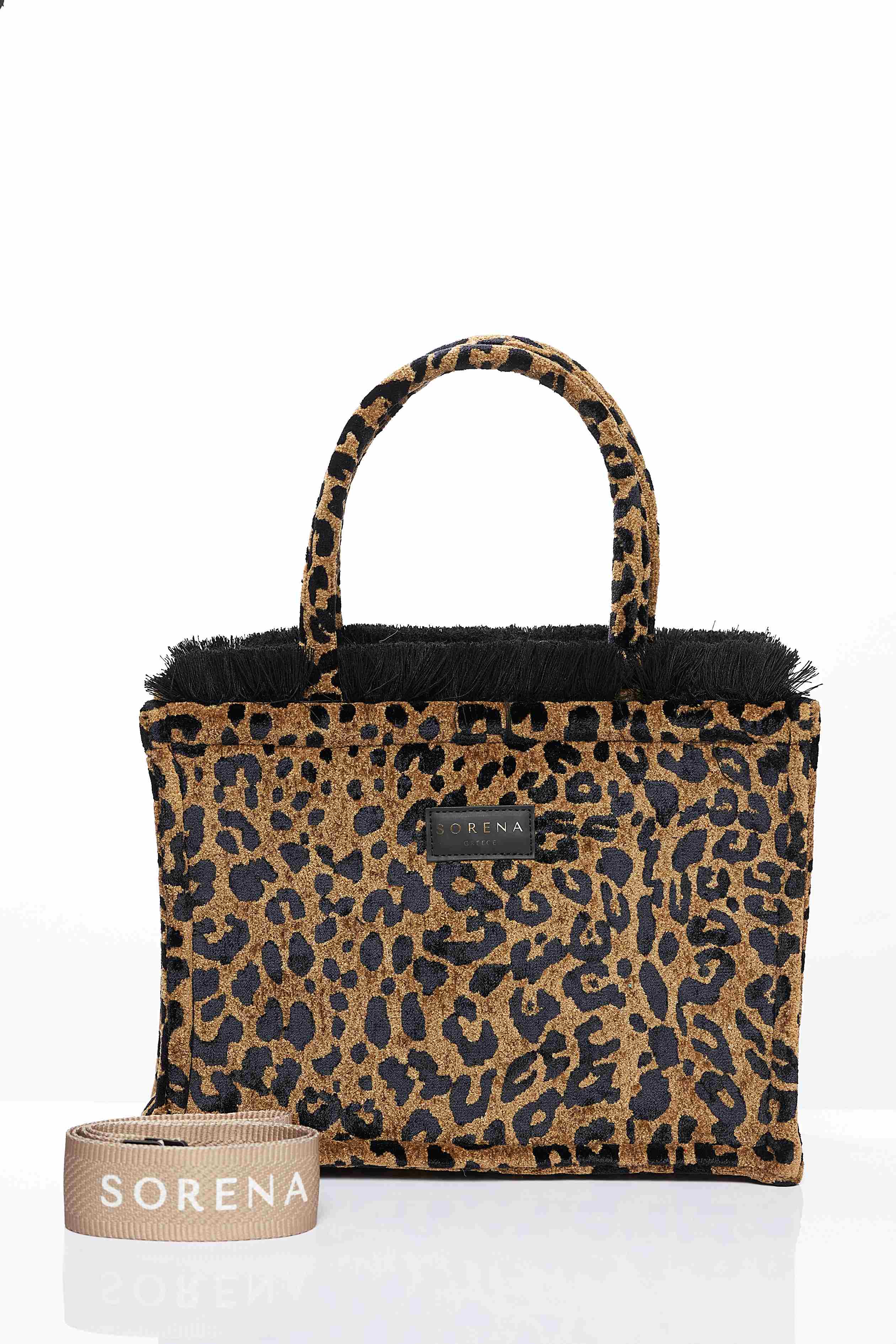 Handtasche Sorena Leopard Velvet Brown Medium Tote