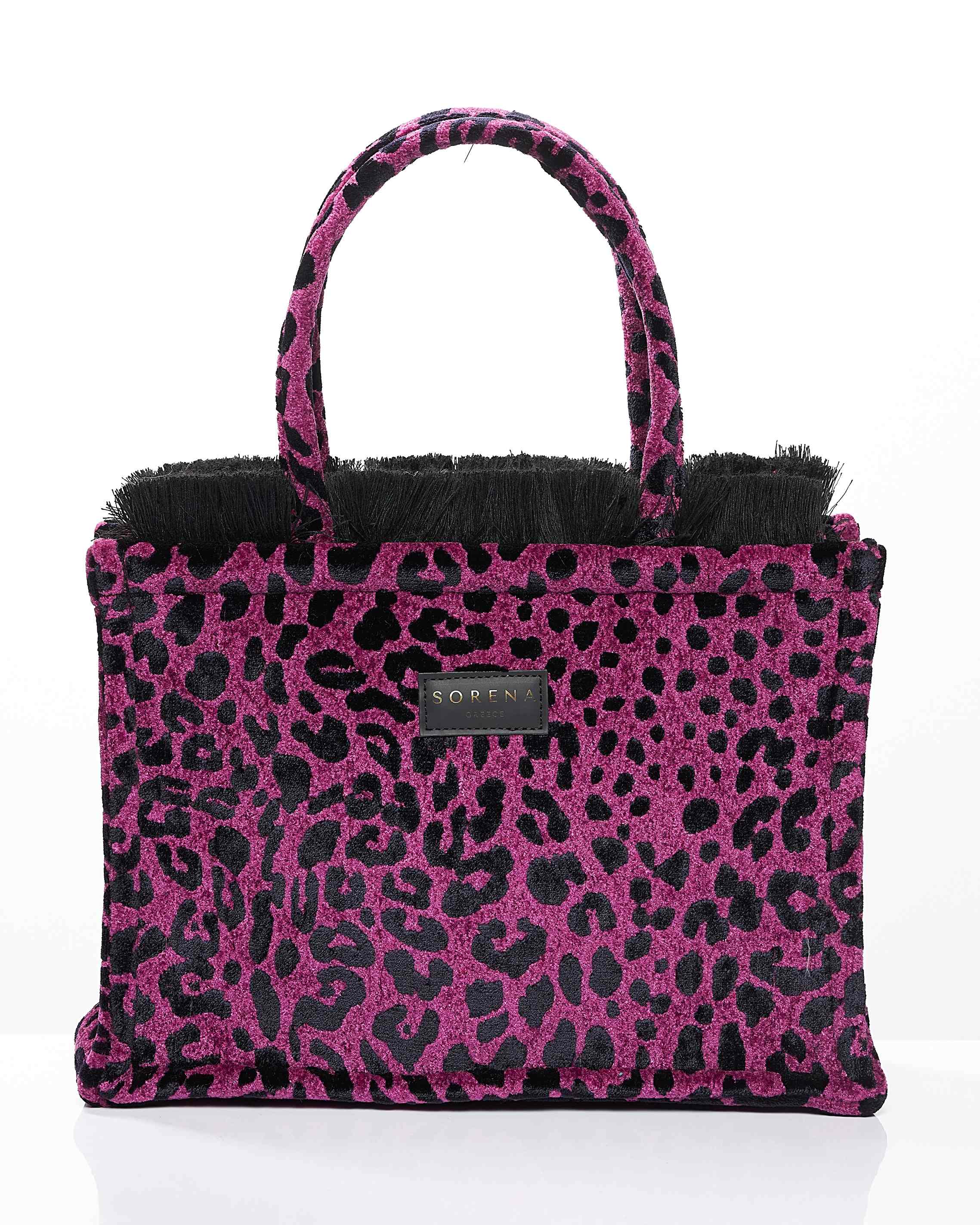 Handtasche Sorena LEOPARD VELVET MAGENTA Medium Tote