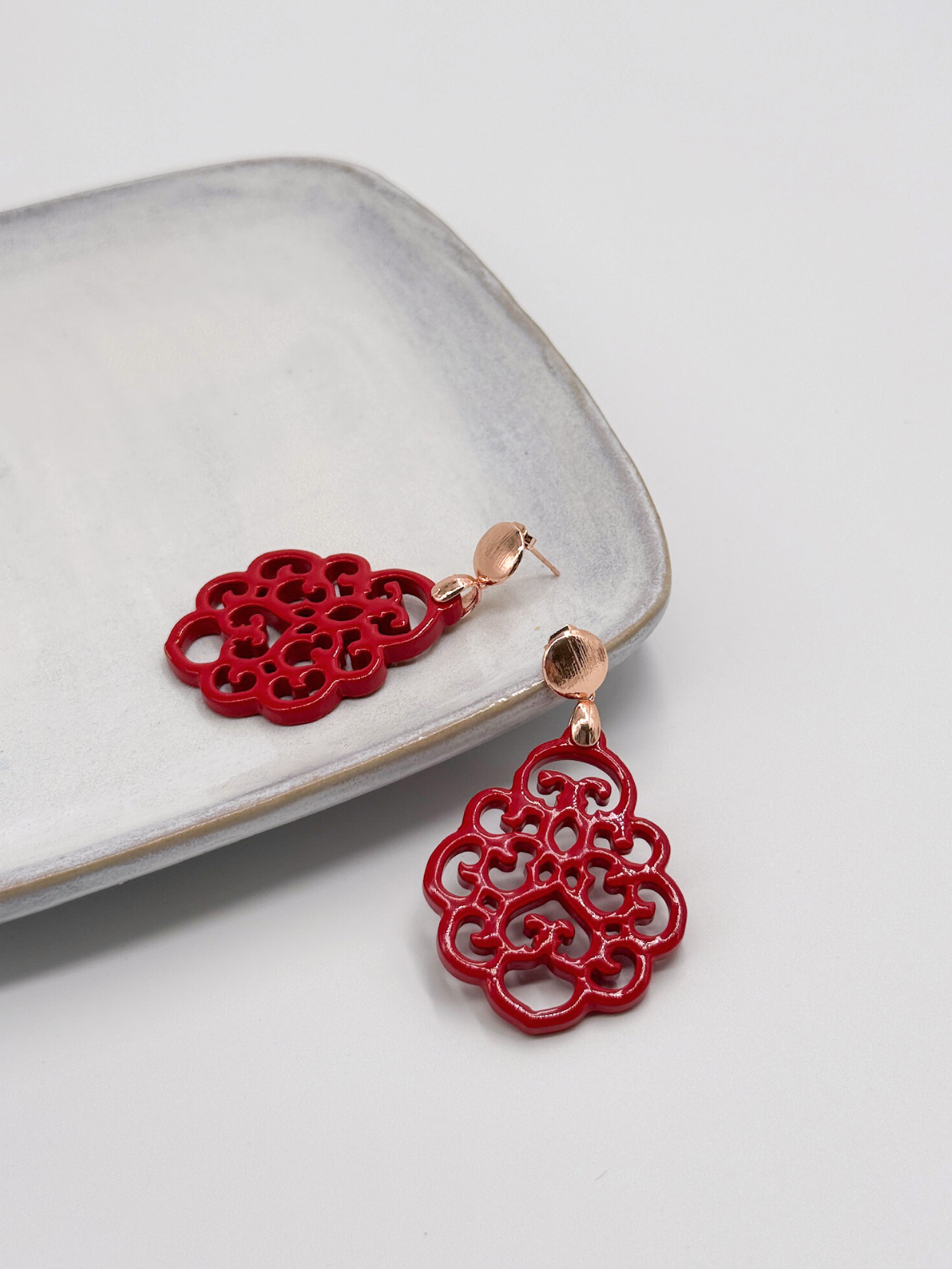 Horn Ohrringe Pearl Red