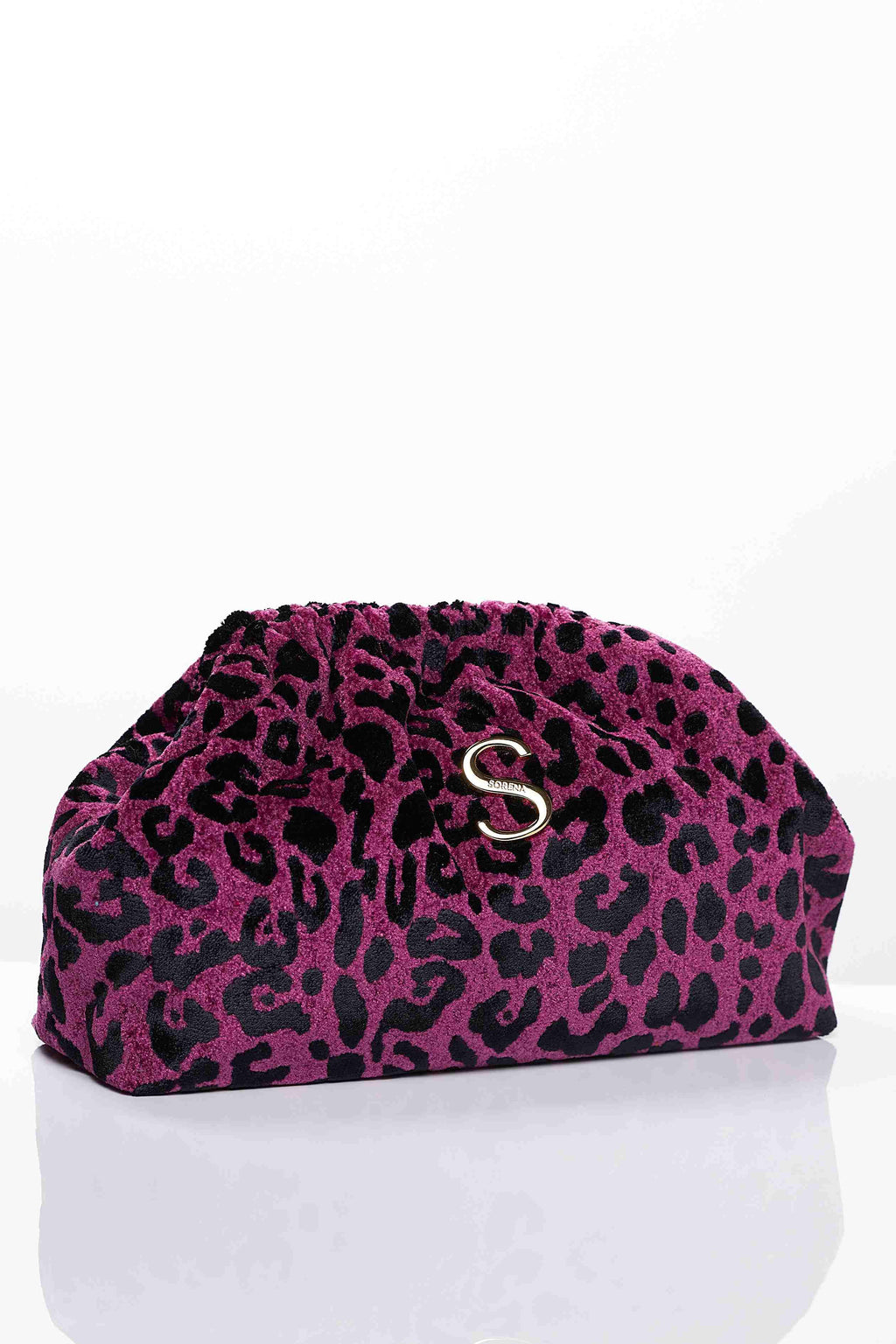 Bucket Tasche Sorena Leopard Velvet Magenta
