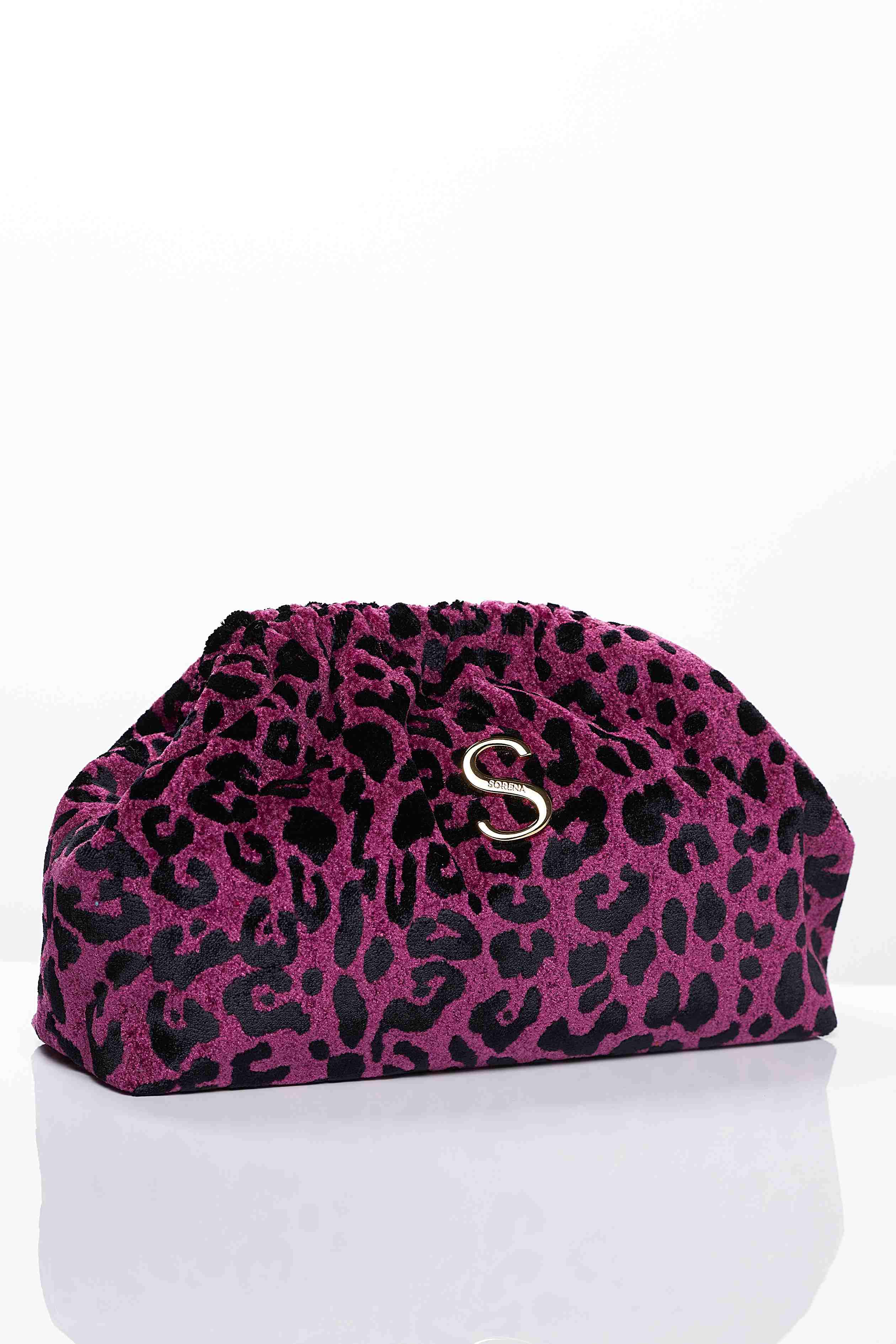 Bucket Tasche Sorena Leopard Velvet Magenta