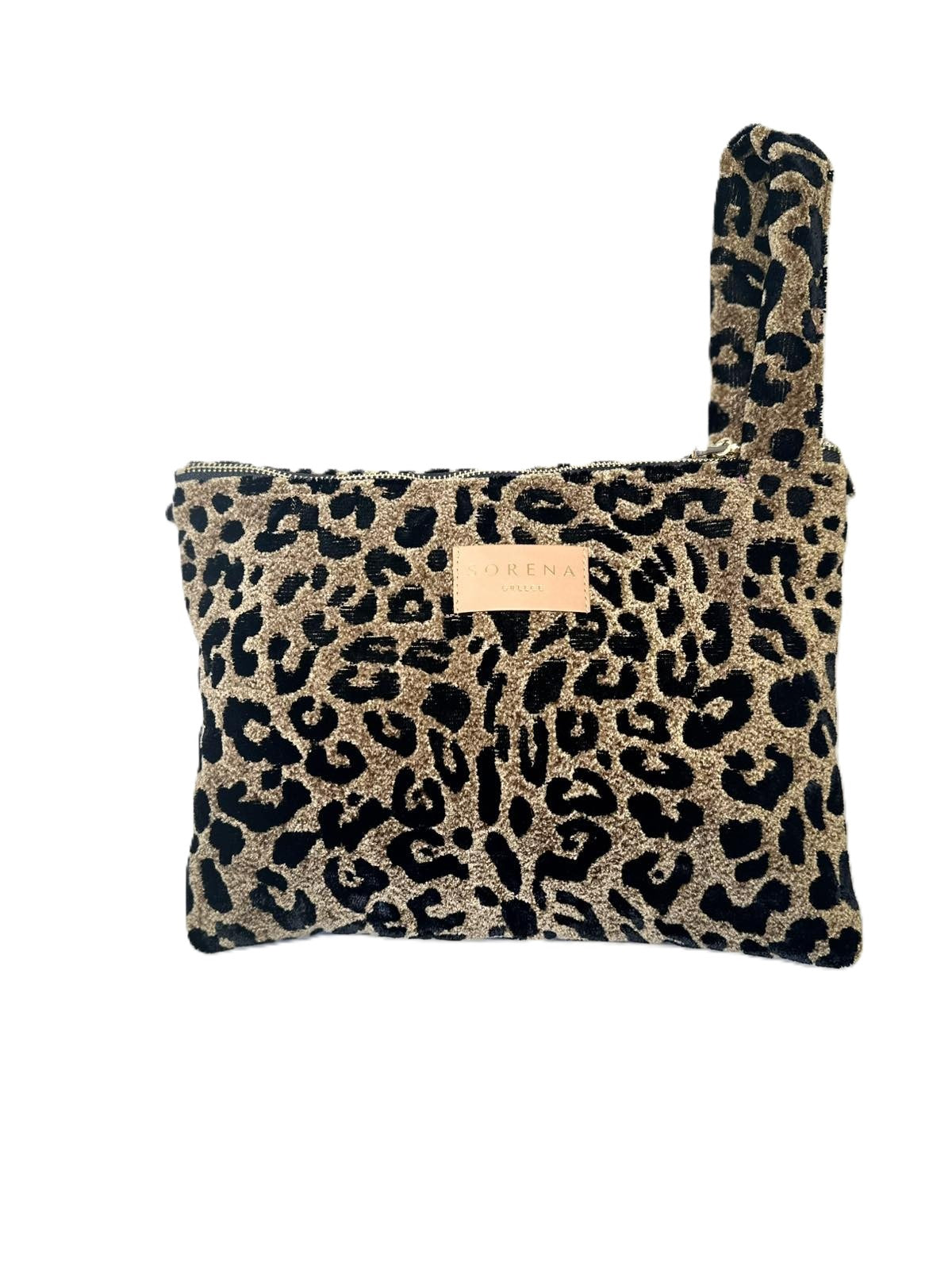 Clutch Tasche Sorena Leopard Velvet Brown