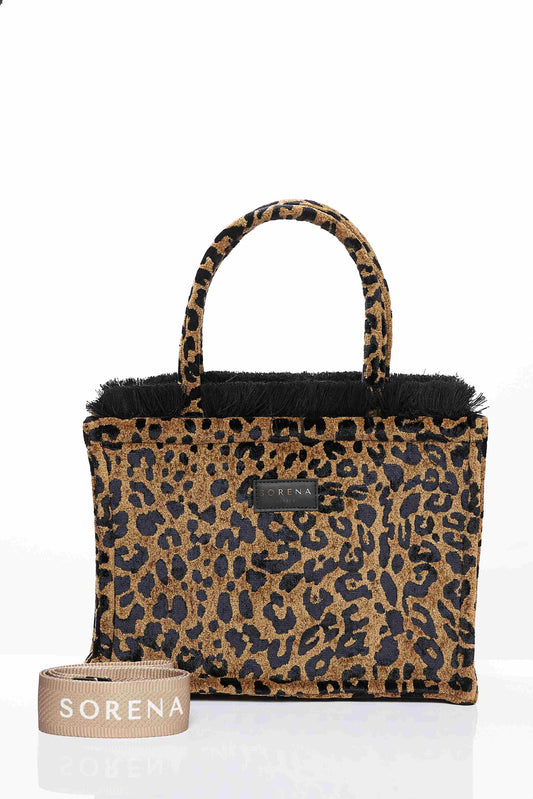 Handtasche Sorena LEOPARD VELVET BROWN Medium Tote