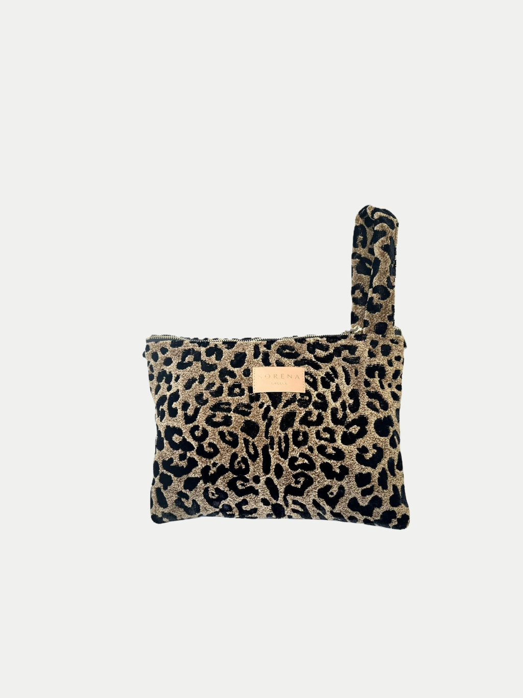 Clutch Tasche Sorena Leopard Velvet Brown